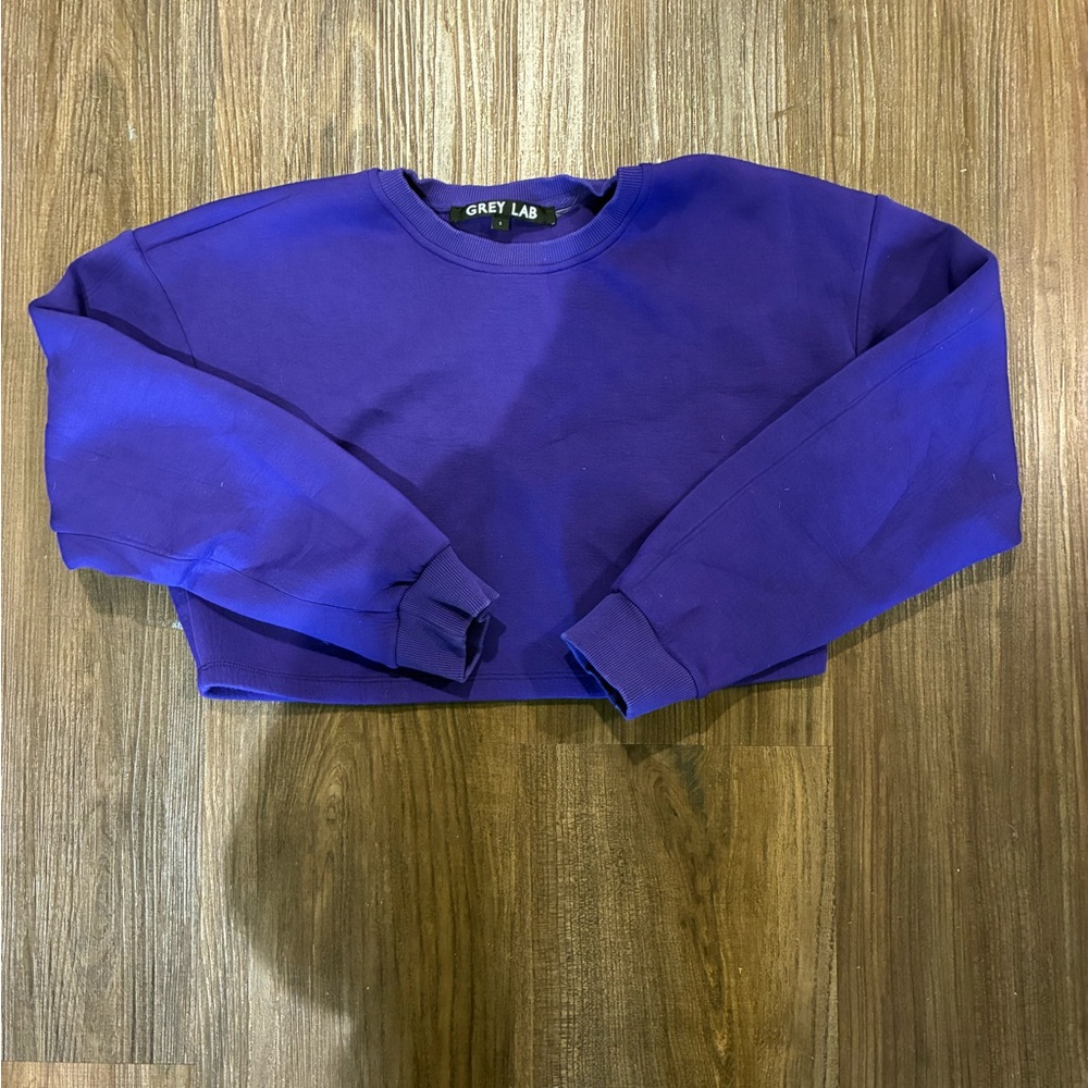 GREY LAB Purple Cropped Long Sleeve Top